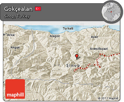 Shaded Relief 3D Map of Gökçealan