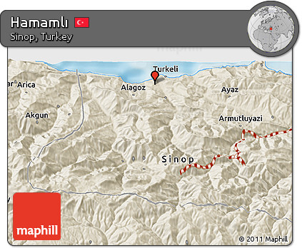 Shaded Relief 3D Map of Hamamlı