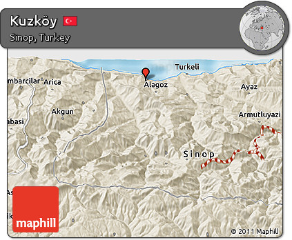 Shaded Relief 3D Map of Kuzköy
