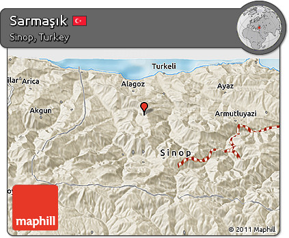 Shaded Relief 3D Map of Sarmaşık