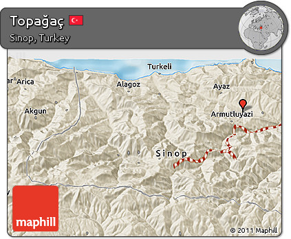 Shaded Relief 3D Map of Topağaç