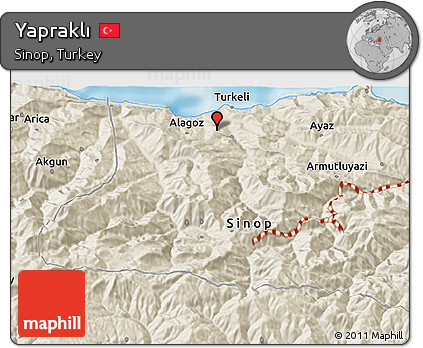 Shaded Relief 3D Map of Yapraklı