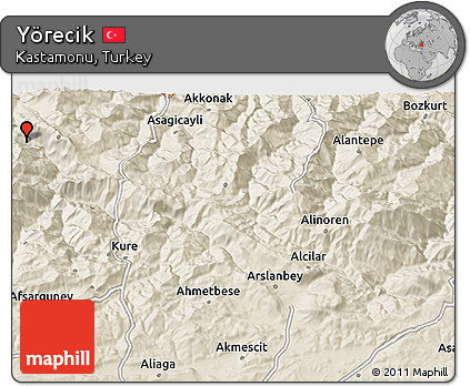 Shaded Relief 3D Map of Yörecik