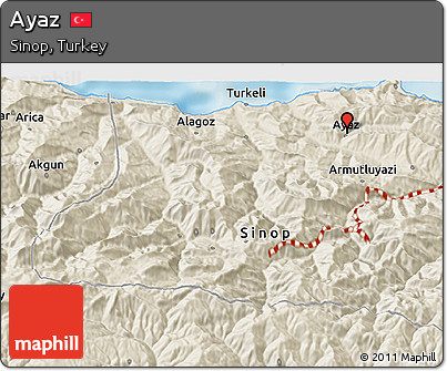 Shaded Relief 3D Map of Ayaz