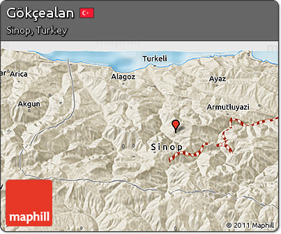 Shaded Relief 3D Map of Gökçealan