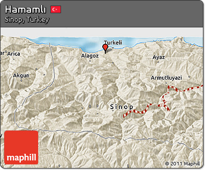 Shaded Relief 3D Map of Hamamlı