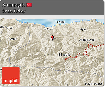 Shaded Relief 3D Map of Sarmaşık