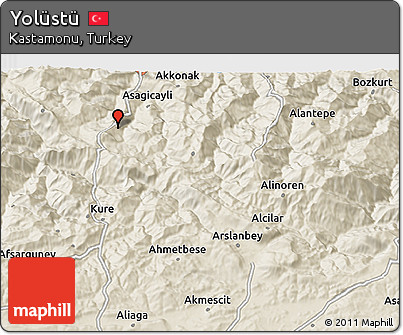 Shaded Relief 3D Map of Yolüstü