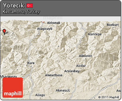 Shaded Relief 3D Map of Yörecik