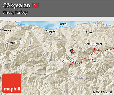Shaded Relief 3D Map of Gökçealan