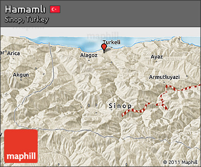 Shaded Relief 3D Map of Hamamlı