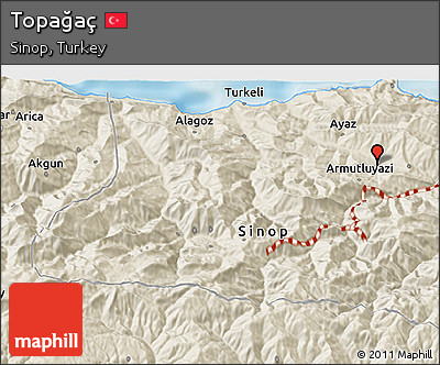 Shaded Relief 3D Map of Topağaç