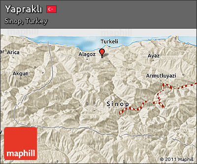 Shaded Relief 3D Map of Yapraklı