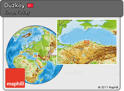 Physical Location Map of Düzköy