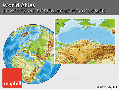 Physical Location Map of the Area around 41° 43' 14" N, 34° 4' 30" E