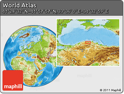 Physical Location Map of the Area around 41° 43' 14" N, 34° 4' 30" E