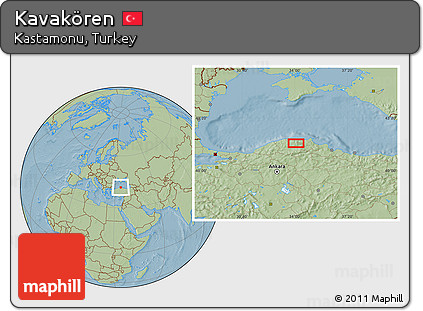 Savanna Style Location Map of Kavakören, hill shading