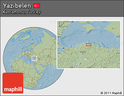 Savanna Style Location Map of Yazıbelen, hill shading