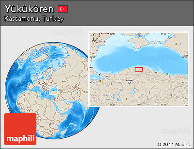 Shaded Relief Location Map of Yükükören