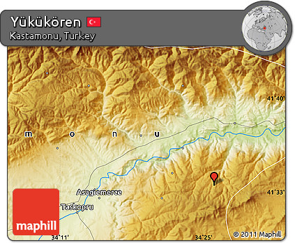 Physical Map of Yükükören