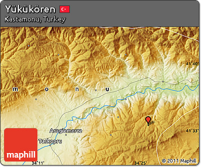 Physical Map of Yükükören