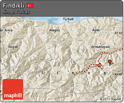 Shaded Relief Map of Fındıklı