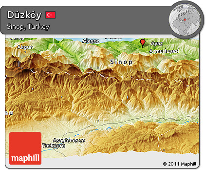 Physical Panoramic Map of Düzköy