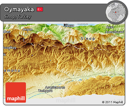 Physical Panoramic Map of Oymayaka