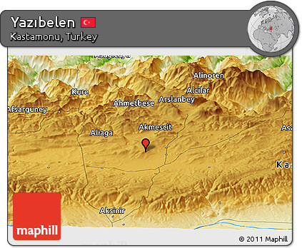 Physical Panoramic Map of Yazıbelen