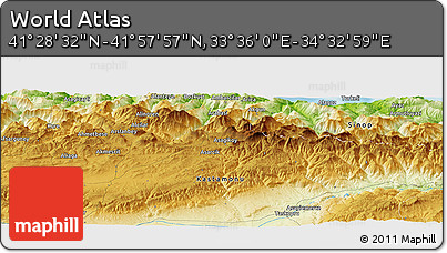 Physical Panoramic Map of the Area around 41° 43' 14" N, 34° 4' 30" E
