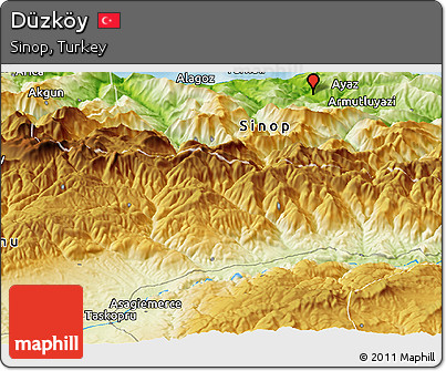 Physical Panoramic Map of Düzköy