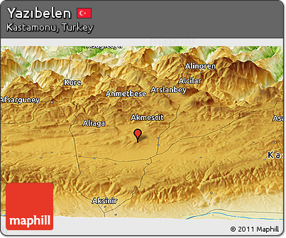 Physical Panoramic Map of Yazıbelen