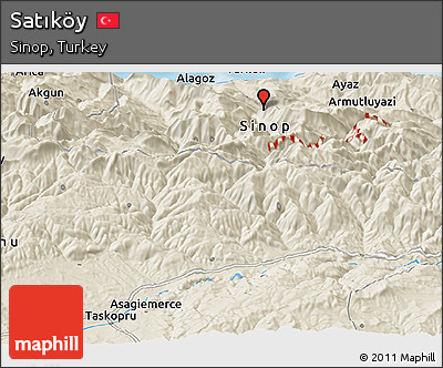 Shaded Relief Panoramic Map of Satıköy