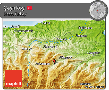 Physical 3D Map of Çayırköy