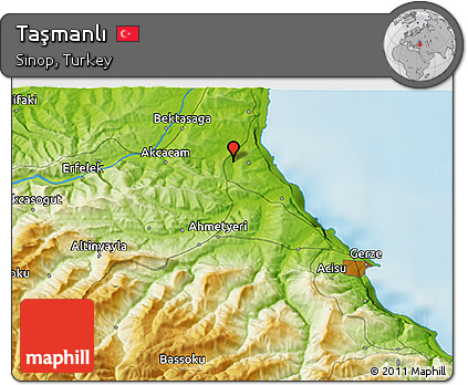 Physical 3D Map of Taşmanlı