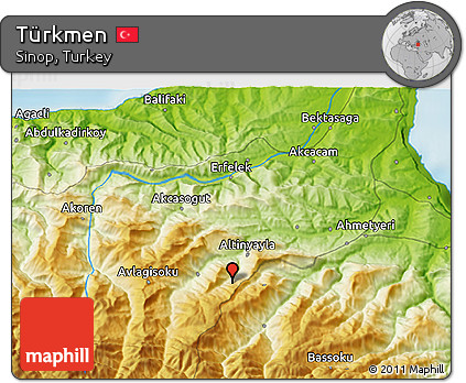 Physical 3D Map of Türkmen
