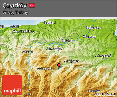 Physical 3D Map of Çayırköy