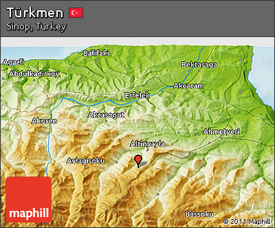 Physical 3D Map of Türkmen