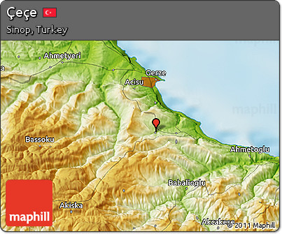 Physical 3D Map of Çeçe