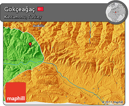 Political 3D Map of Gökçeağaç