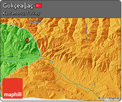 Political 3D Map of Gökçeağaç