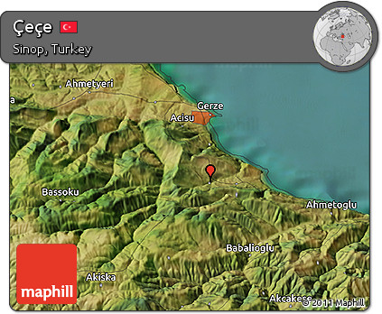Satellite 3D Map of Çeçe