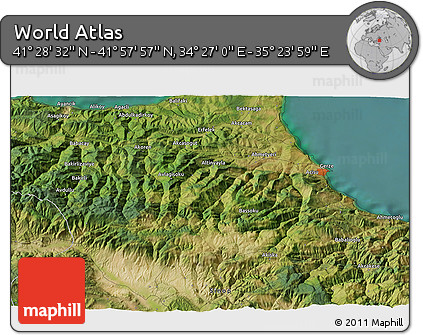 Satellite 3D Map of the Area around 41° 43' 14" N, 34° 55' 29" E