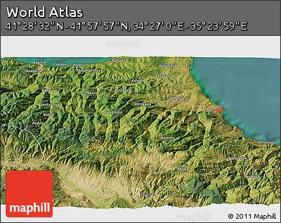 Satellite 3D Map of the Area around 41° 43' 14" N, 34° 55' 29" E