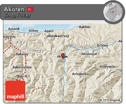 Shaded Relief 3D Map of Akören