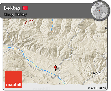 Shaded Relief 3D Map of Bektaş