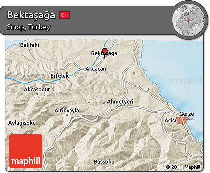 Shaded Relief 3D Map of Bektaşağa