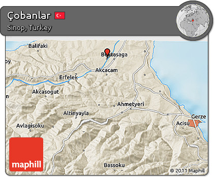 Shaded Relief 3D Map of Çobanlar