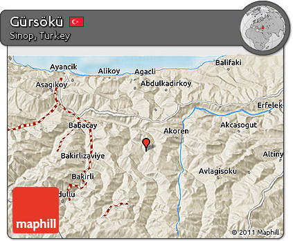 Shaded Relief 3D Map of Gürsökü