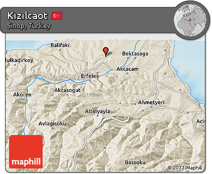Shaded Relief 3D Map of Kızılcaot